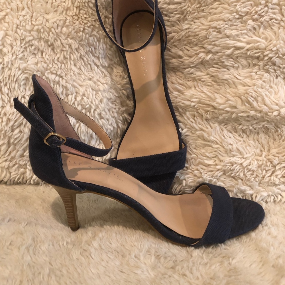 Kelly & Katie Navy Blue Open-Toe Ankle-Strap Heels